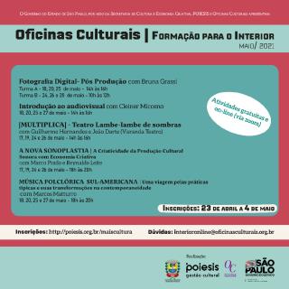 Calendário  oficinas culturais 