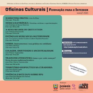 Calendário  oficinas culturais 2 