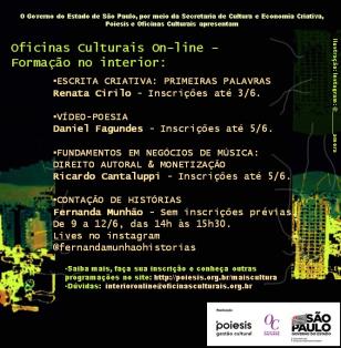 Oficinas Culturais Virtuais - Programação de Junho