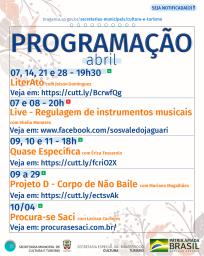 ARTE -  programação 1ª semana
