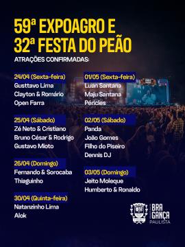 Expo Bragança 2026 confirma entrada solidária no setor pista e chega com grandes shows, rodeio de alto nível e novidades de 24 de abril a 3 de maio