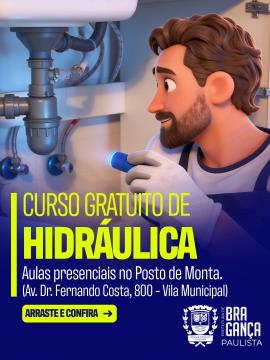 Curso gratuito de hidráulica está com inscrições abertas