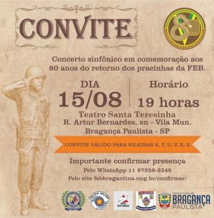 Concerto Sinfônico celebra 80 anos do retorno dos pracinhas da FEB a Bragança Paulista