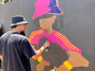 Grafite na inauguração da Praça Jacintho Osório