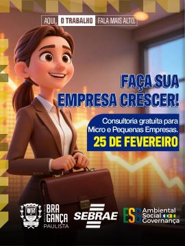 Administração municipal e Sebrae oferecem consultoria gratuita para aumentar faturamento e produtividade de micro e pequenas empresas