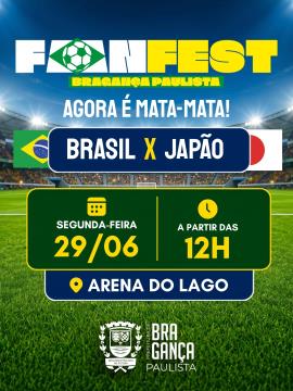 Fan Fest Bragança 2026 está de volta à Arena do Lago do Taboão nesta segunda-feira  com Brasil x Japão na Copa do Mundo 2026
