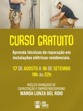 Inscrições abertas para curso gratuito de reparação em instalações elétricas residenciais