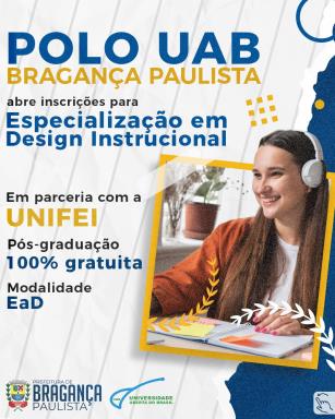 Polo UAB Bragança Paulista abre inscrições para Especialização em Design Instrucional em parceria com a UNIFEI