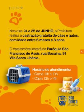 Castramóvel abre inscrições no dia 18 de junho para atendimentos na Vila Santa Libânia Arte 02
