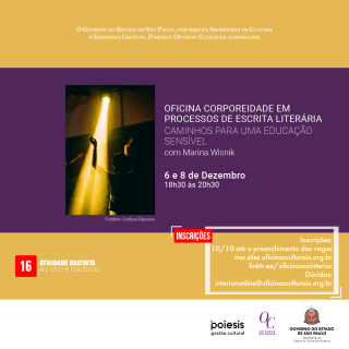 OFICINA CORPOREIDADE EM PROCESSOS DE ESCRITA LITERÁRIA - CAMINHOS PARA UMA EDUCAÇÃO SENSÍVEL