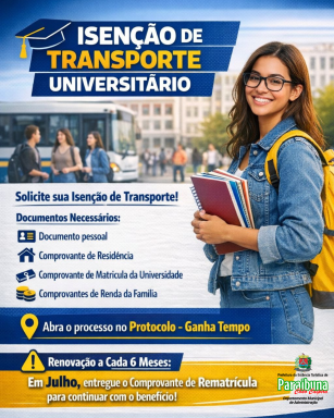 Isenção de Transporte Universitário aos estudantes de Paraibuna