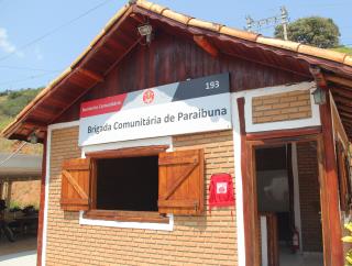 Fachada da Brigada Comunitária do Corpo de Bombeiros, em Paraibuna