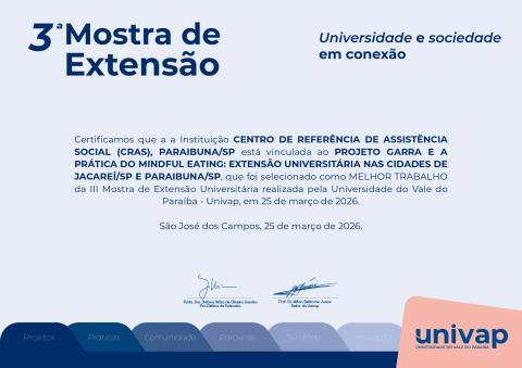 CERTIFICADO concedido pela Univap