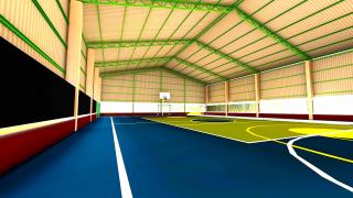 130 - Imagem meramente ilustrativa da construção da  quadra coberta da escola do bairro do Espírito Santo.