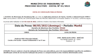 02 - Edital de Convocação para as Provas Objetivas - Proc. Sel. 01-2022
