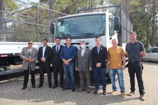 Vereadores Cícero, Raian, Tales; prefeito Victor Miranda; vice-prefeito dr. Machado; vereador Flavinho; Diretor Danilo Caneppele, Assistente de Planejamento Vinícius Siqueira