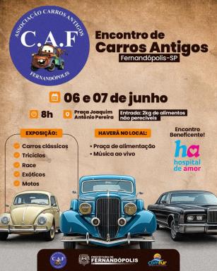 Encontro de carros antigos será realizado neste fim de semana