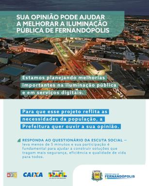 Participe da pesquisa sobre iluminação pública de Fernandópolis
