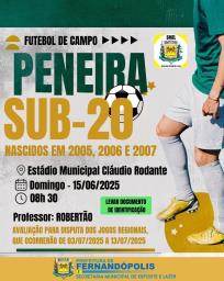 Secretaria de Esportes promove “peneira” no Sub-20 para os Jogos Regionais