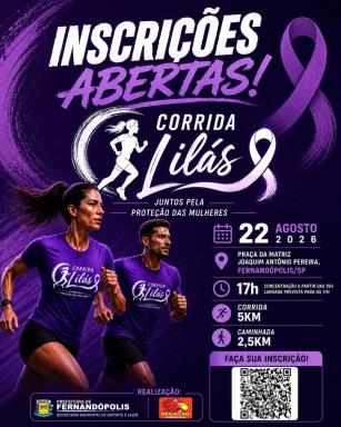 Inscrições para 1ª Corrida Lilás em defesa das mulheres estão abertas
