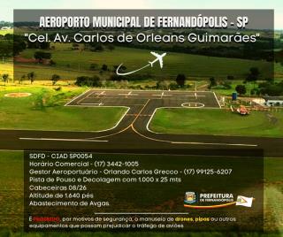 Aeroporto de Fernandópolis divulga informações sobre normas de segurança