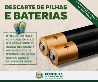 Meio Ambiente orienta para a importância do correto descarte de pilhas e baterias