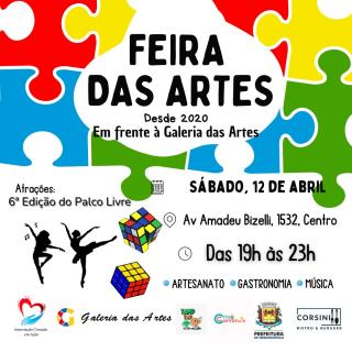 Feira das Artes acontece neste sábado (12)