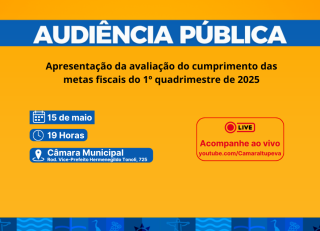 Prefeitura apresenta avaliação de metas fiscais do 1º Quadrimestre de 2025 em Audiência Pública