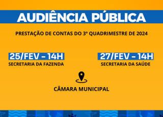 Prefeitura apresenta prestação de contas de 3º quadrimestre de 2024 das Secretarias da Fazenda e de Saúde