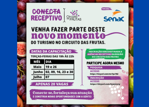 Inscrições abertas para o programa “Conecta Receptivo – Circuito das Frutas”