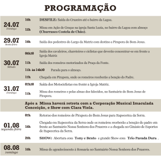 romaria programação